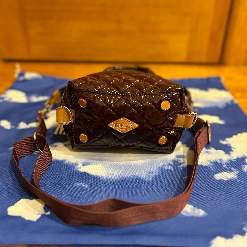 MZ Wallace Quilted Glossy Brown Mini Bag - Picture 3 of 4